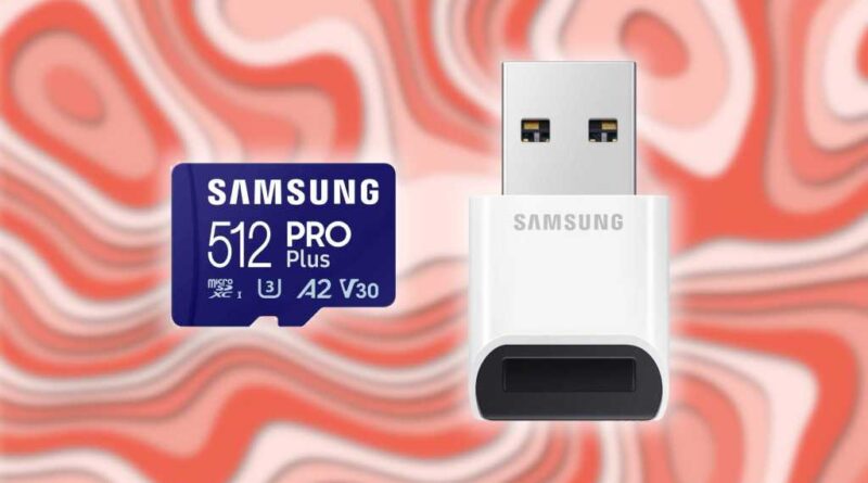 Samsung PRO Plus microSD card with USB reader adapter