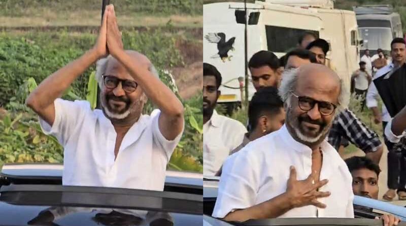 Rajinikanth waves from moving car in Jailer 2 sets