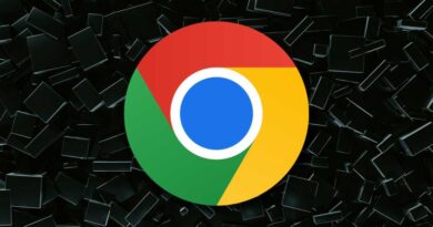 Chrome logo on a backdrop of black digital blocks