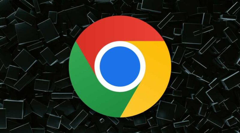 Chrome logo on a backdrop of black digital blocks