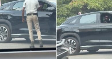 Bellamkonda Sreenivas drives his car menacingly towards traffic constable