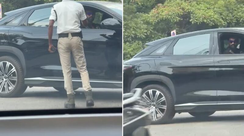 Bellamkonda Sreenivas drives his car menacingly towards traffic constable
