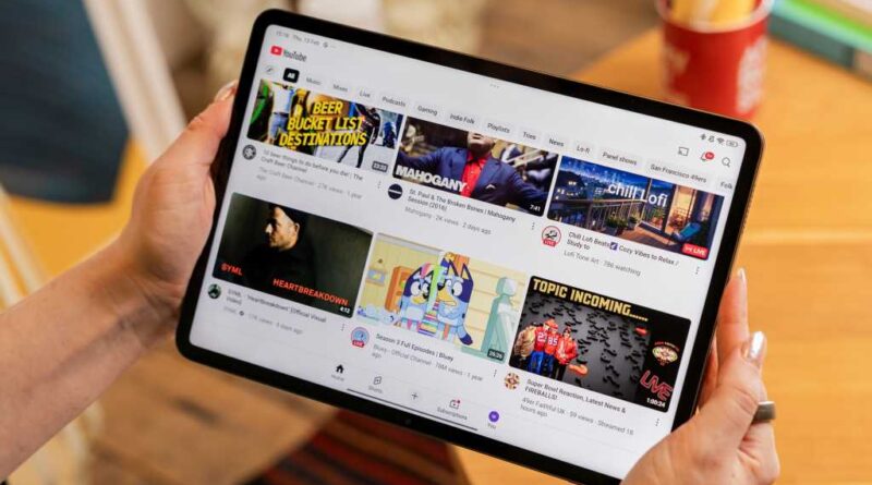 YouTube interface on a tablet - Streaming lifestyle shot