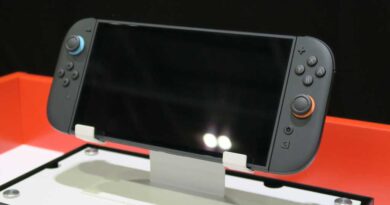 Nintendo Switch 2 hands on screen off handheld angled stand