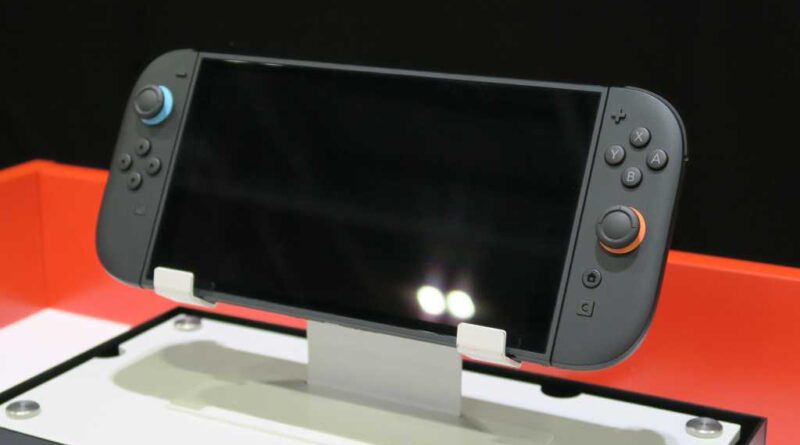 Nintendo Switch 2 hands on screen off handheld angled stand