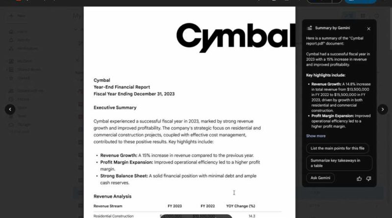 google gemini pdf summary