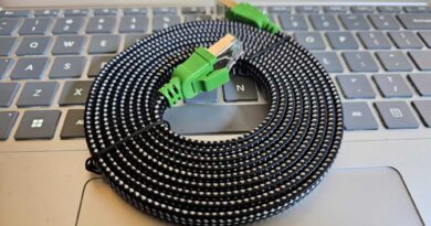 Cat8 Ethernet cable on keyboard