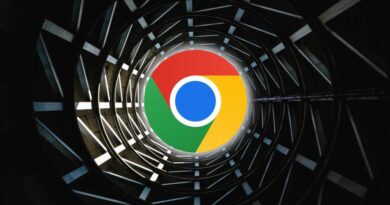 Google Chrome logo in the center of an abstract architectural spiral