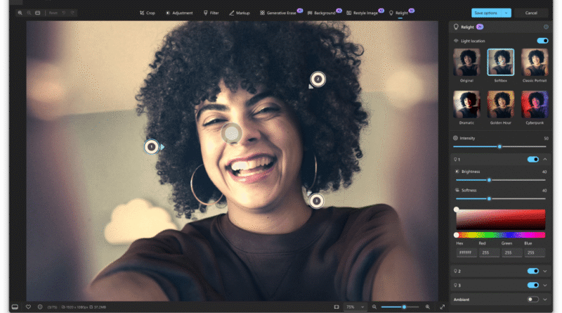 Microsoft Photos Relight