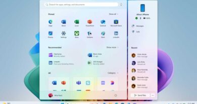 Windows 11 new Start menu with phone companion panel screenshot