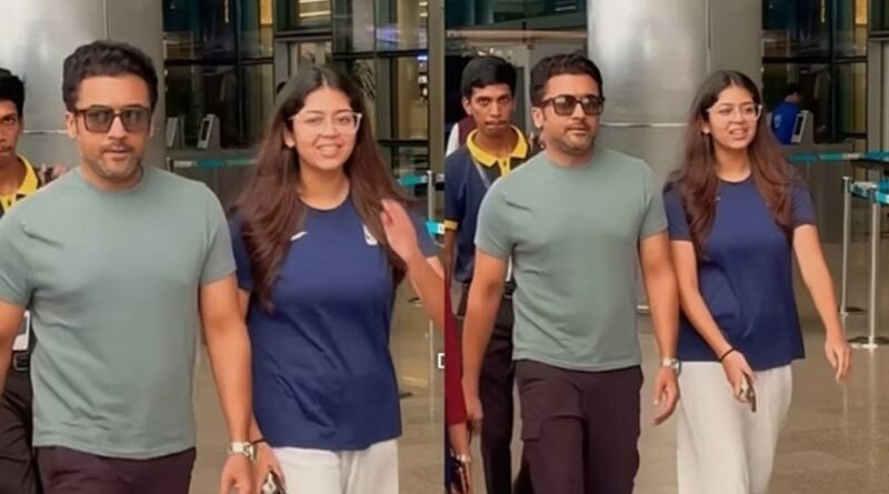 Suriya in Hyd with his daughter for Venky Atluri project