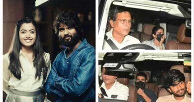 Vijay Devarakonda-Rashmika cover their faces at Mumbai Airport