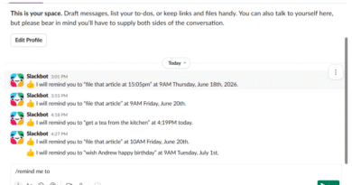 Slack reminder