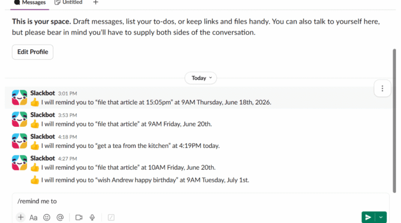 Slack reminder