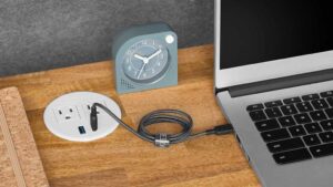 Uplift Desk Power Grommet lifestyle promo