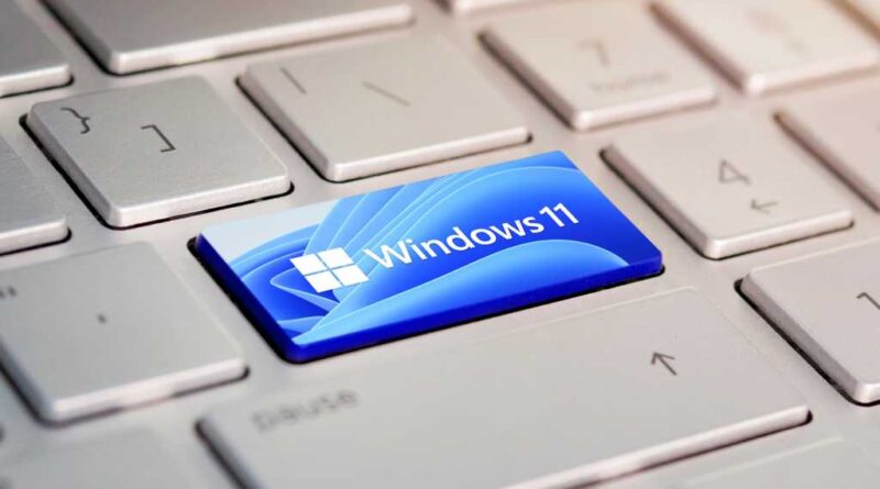 Windows 11 key on keyboard stylized illustration