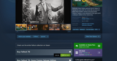 Steam page for Fallout 76 with Is It On Game Pass extension