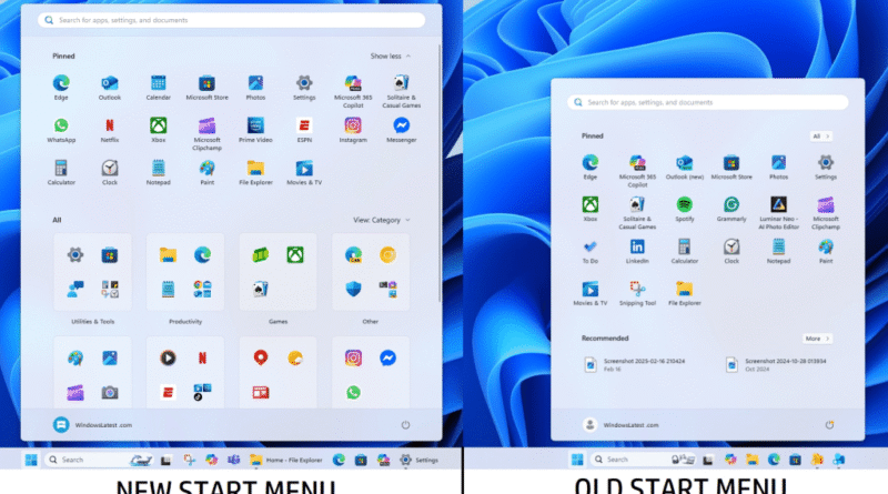 Windows 11 25H2 Startmenu