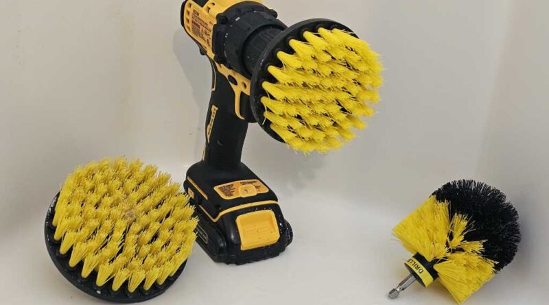 Drill brush in shower