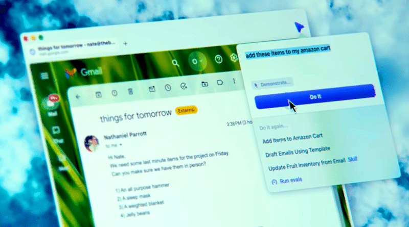 Screenshot of Dia web browser AI feature by The Browser Company