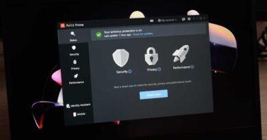 Avira Prime open on a laptop with a dark background