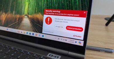 McAfee security warning on Lenovo laptop