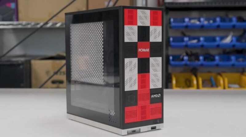 Framework Desktop sitting on lab bench