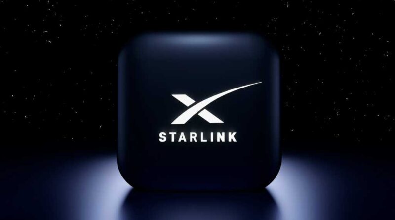 Starlink internet logo on outer space background