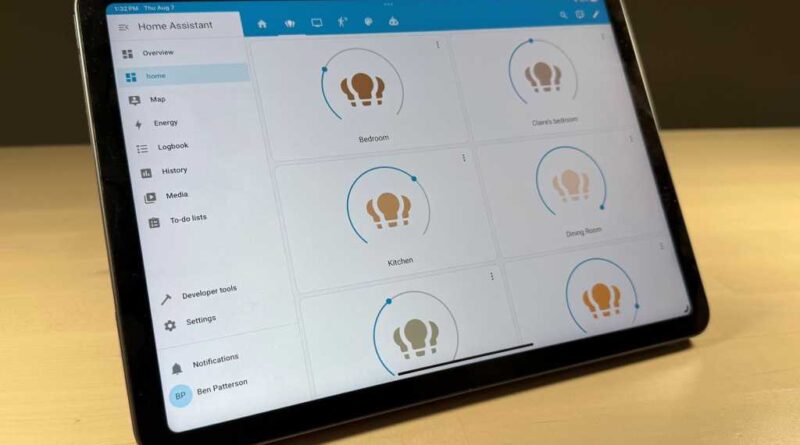 Home Assistant interface on an iPad