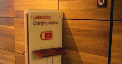 Charging station at a German-language airport