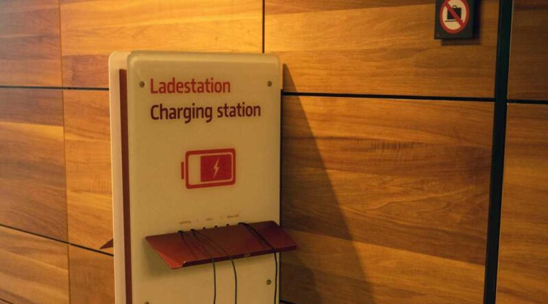 Charging station at a German-language airport