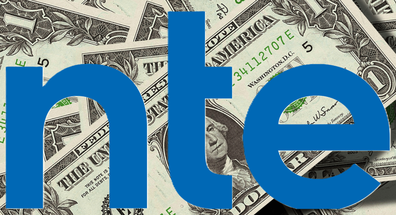 Intel logo superimposed over money