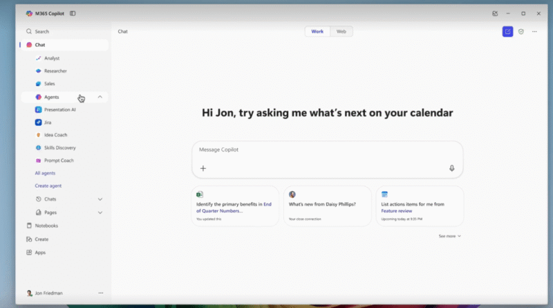 Microsoft 365 Copilot app with agents
