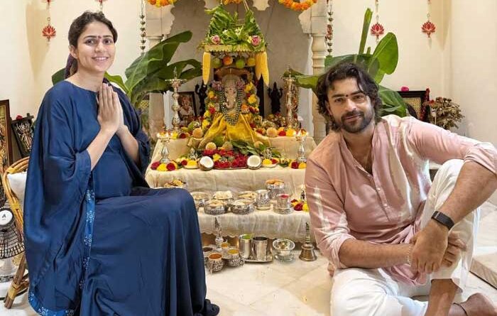 Lavanya flaunts baby bump during Ganesh Chaturthi