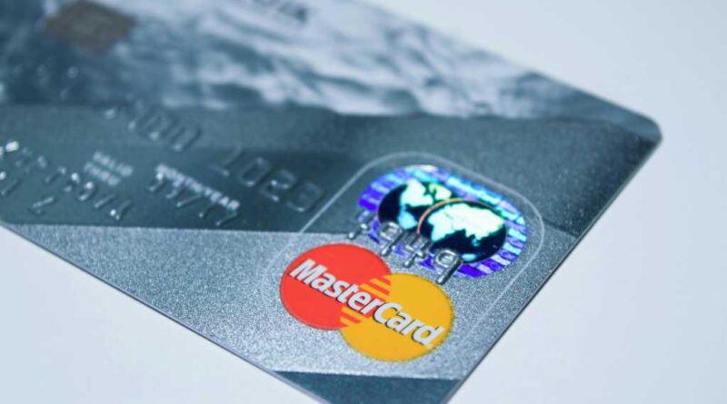 Credit card on a gray background