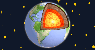 Earth illustration with core exposed