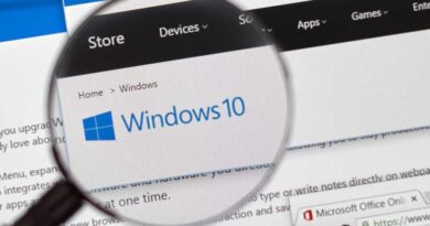 Windows 10 in a magnifier glass