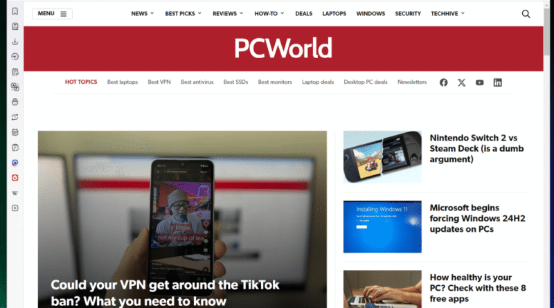 Vivaldi browser PCWorld home page