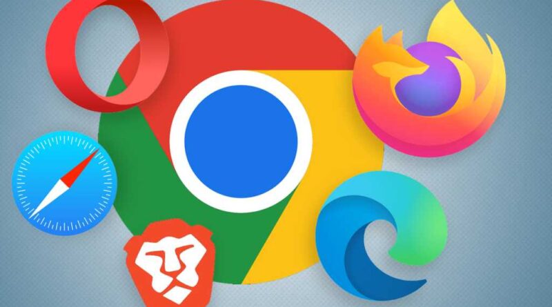 Google Chrome logo surrounded by other web browser logos