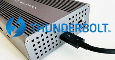 Thunderbolt 4 dock with Thunderbolt logo