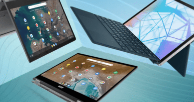 Chromebooks floating in air