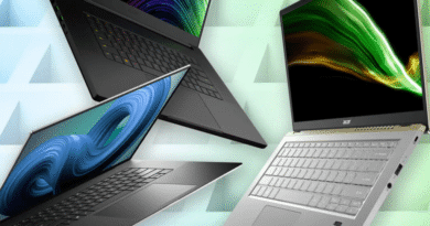 laptops floating in space