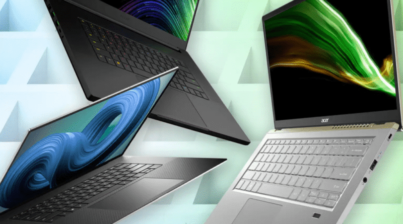 laptops floating in space