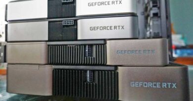 Stack of Nvidia RTX graphics cards