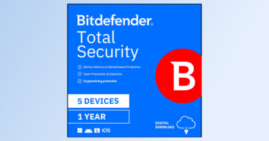 Bitdefender Total Security box art against a light blue background