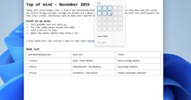 windows 11 notepad tables