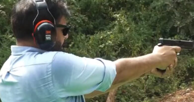 Pawan Kalyan weilds gun at the firing range
