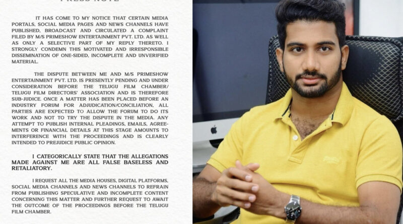 Prashanth Varma calls matter subjudice, refutes allegations