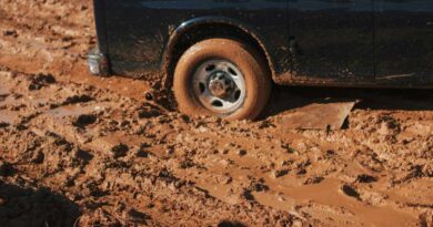 car stuck in sloppy mud