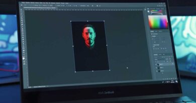 Keanu Reeves in Adobe Photoshop on Asus ZenBook laptop